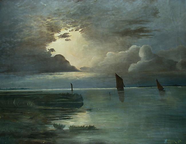 Andreas Achenbach Sonnenuntergang am Meer mit aufziehendem Gewitter oil painting image